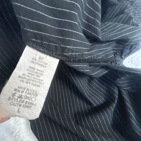 IC by Connie K Womens Button Up Shirt Blouse Large Artsy Art To Wear Pinstripe - Picture 4 of 8